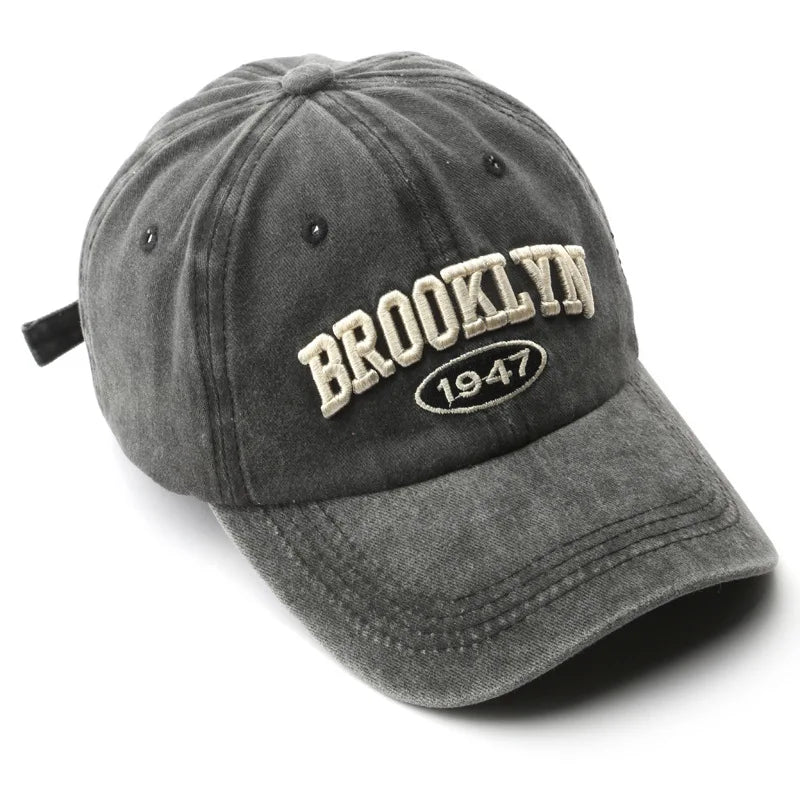 Gorros de béisbol de bordado con letras retro de Brooklyn
