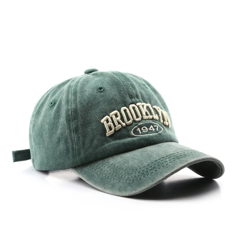 Gorros de béisbol de bordado con letras retro de Brooklyn