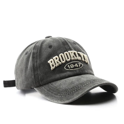 Gorros de béisbol de bordado con letras retro de Brooklyn