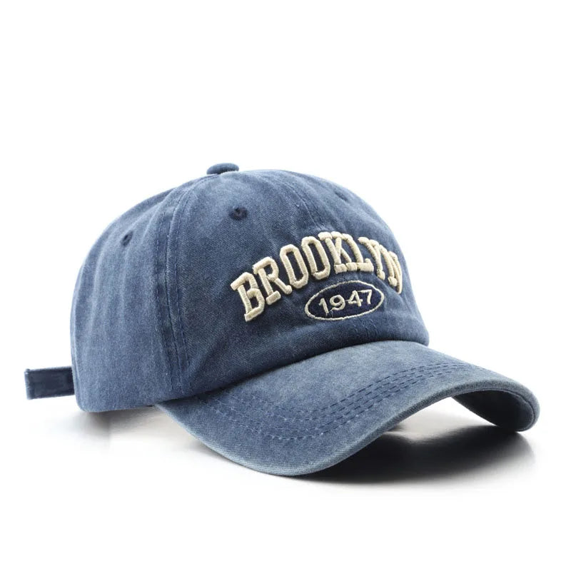 Gorros de béisbol de bordado con letras retro de Brooklyn